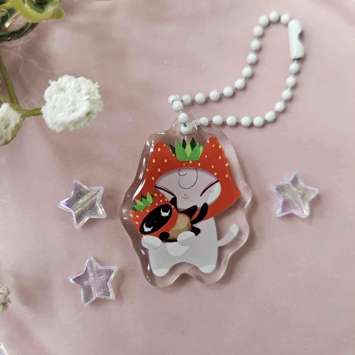 Strawberry Kitties Keychain