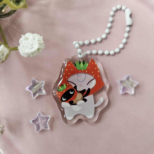 Strawberry Kitties Keychain
