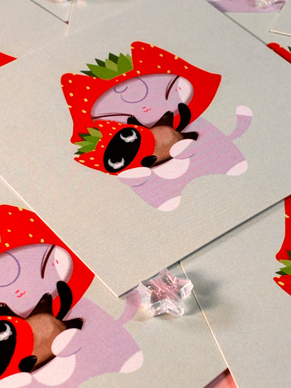 Strawberry Kitties Mini Print