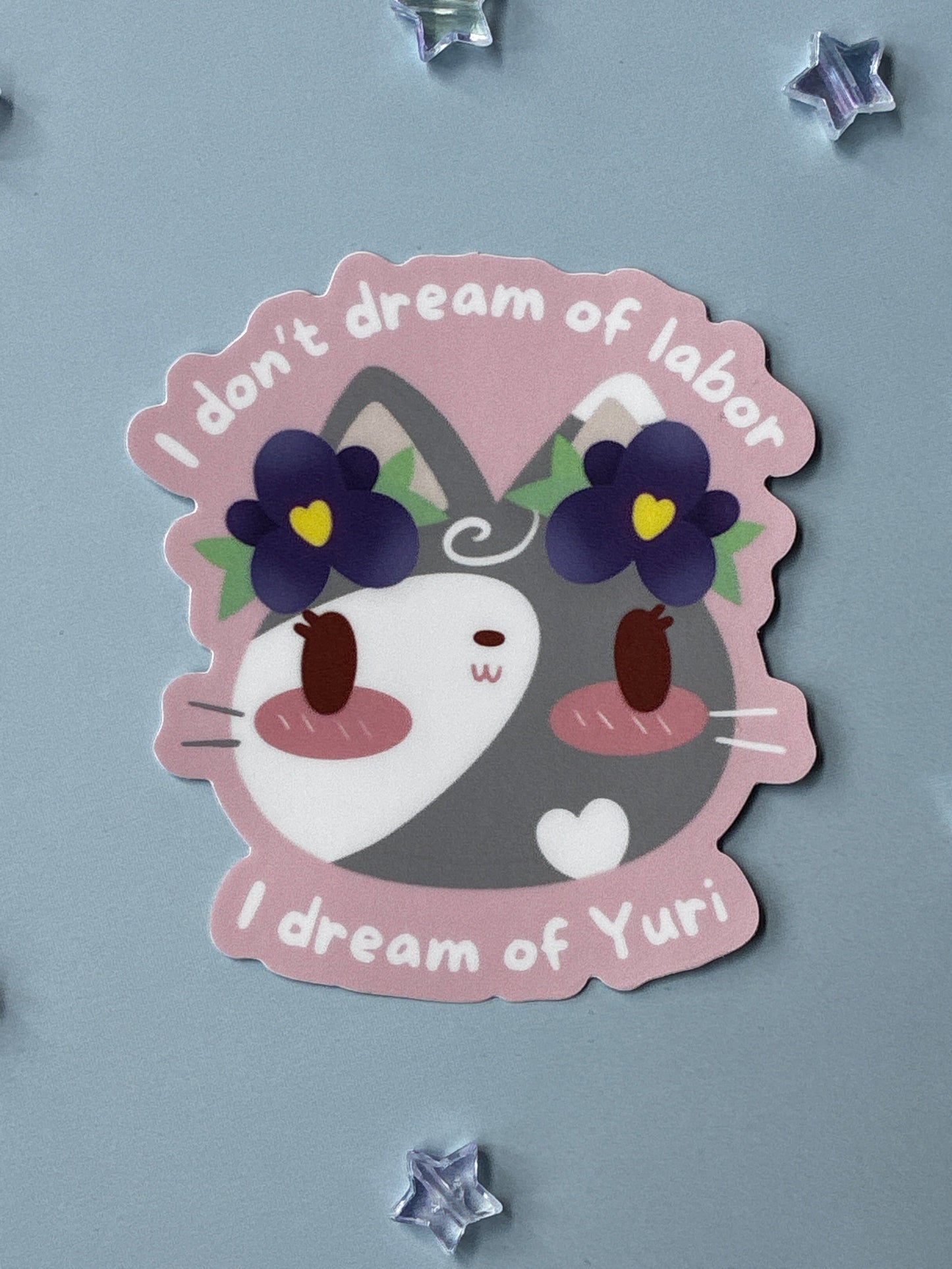 No Labor Just Yuri Kitty Sticker