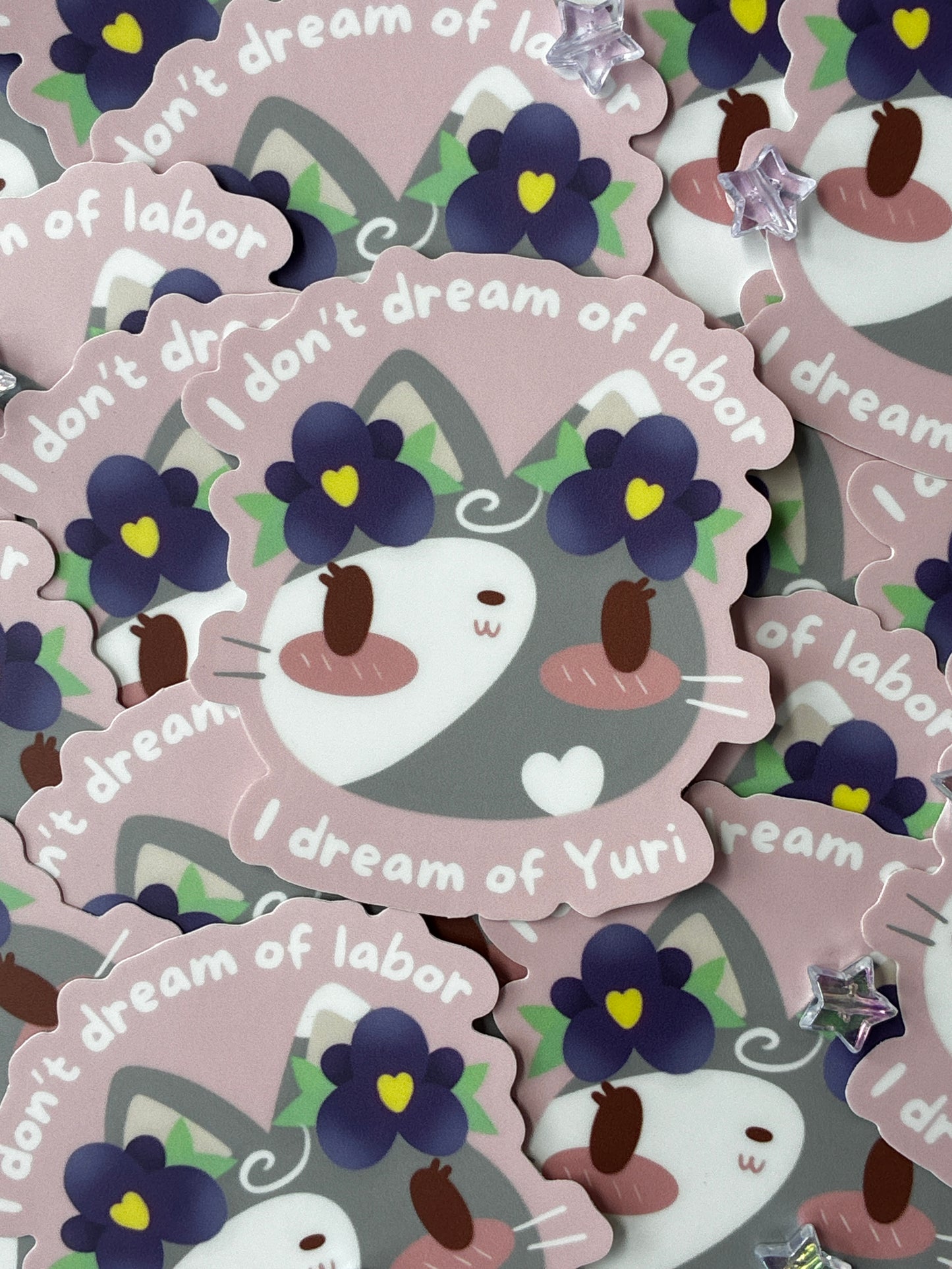 No Labor Just Yuri Kitty Sticker