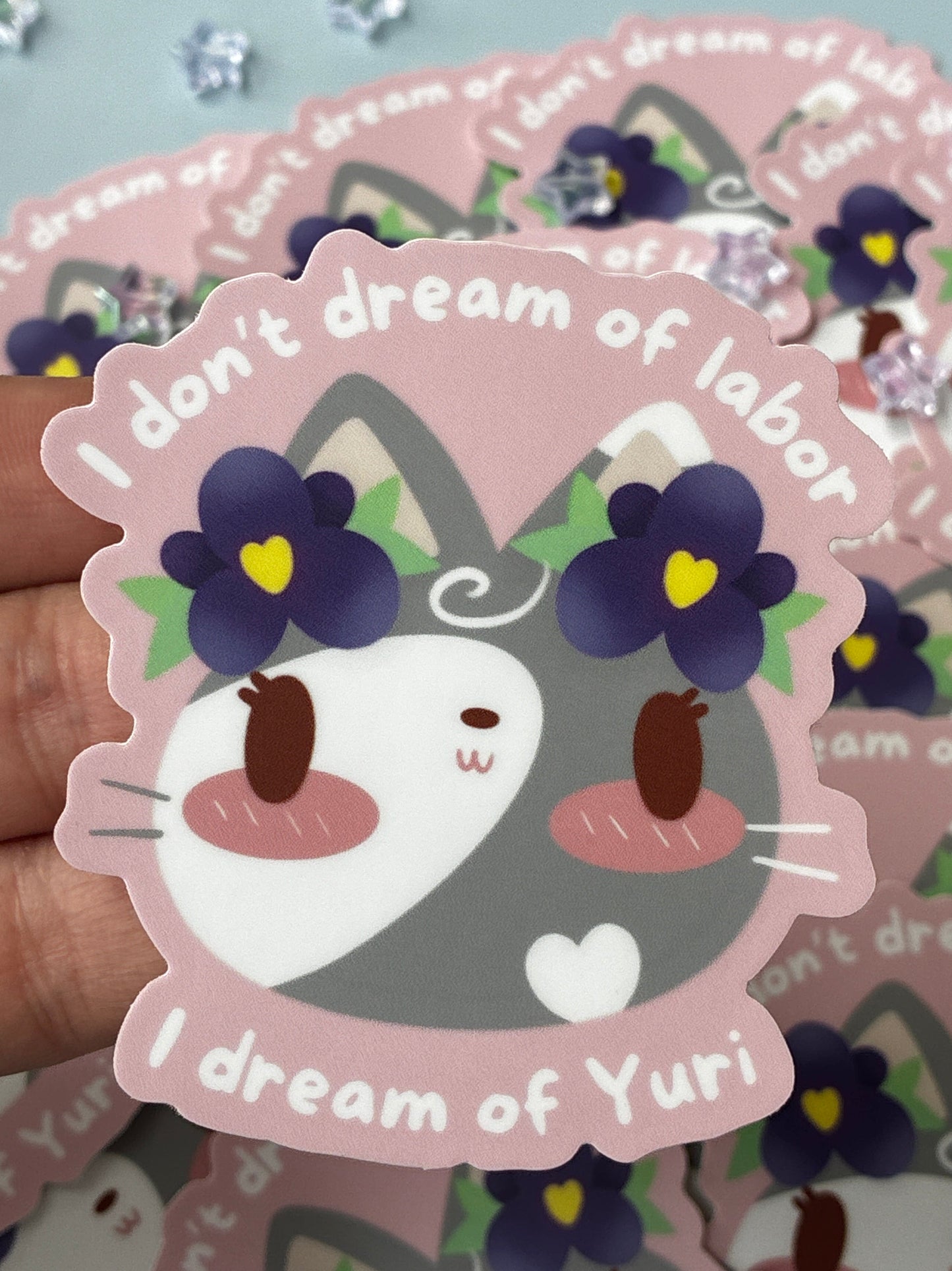 No Labor Just Yuri Kitty Sticker