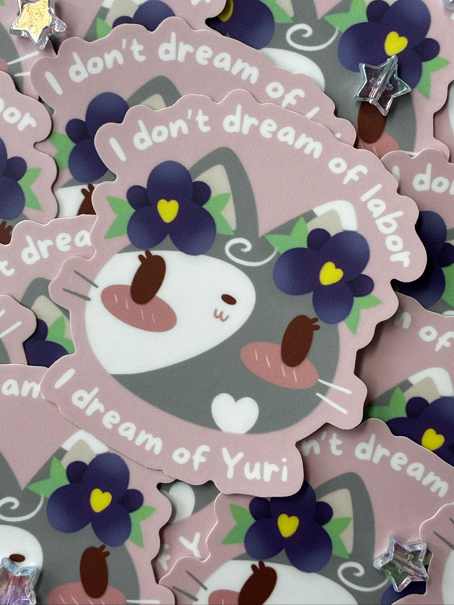 No Labor Just Yuri Kitty Sticker